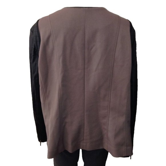 Sejour Moto Jacket Size 24W Womens Blazer 2 Tone Asymmetric Zip Up Taupe Dusk - Picture 3 of 6